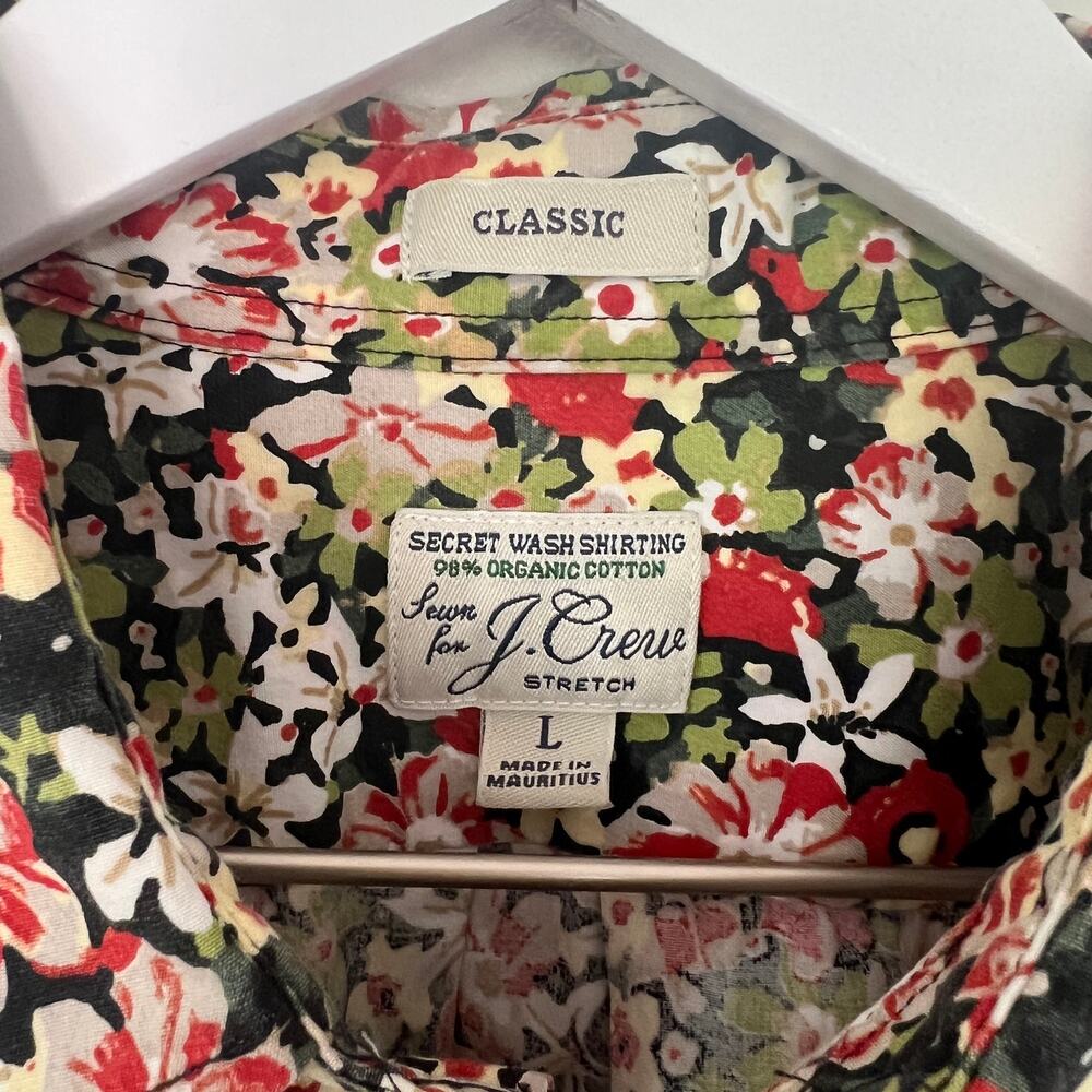 J.Crew Classic Secret Wash Springtime Floral Organic Cotton Stretch Shirt Men L - Picture 5 of 7